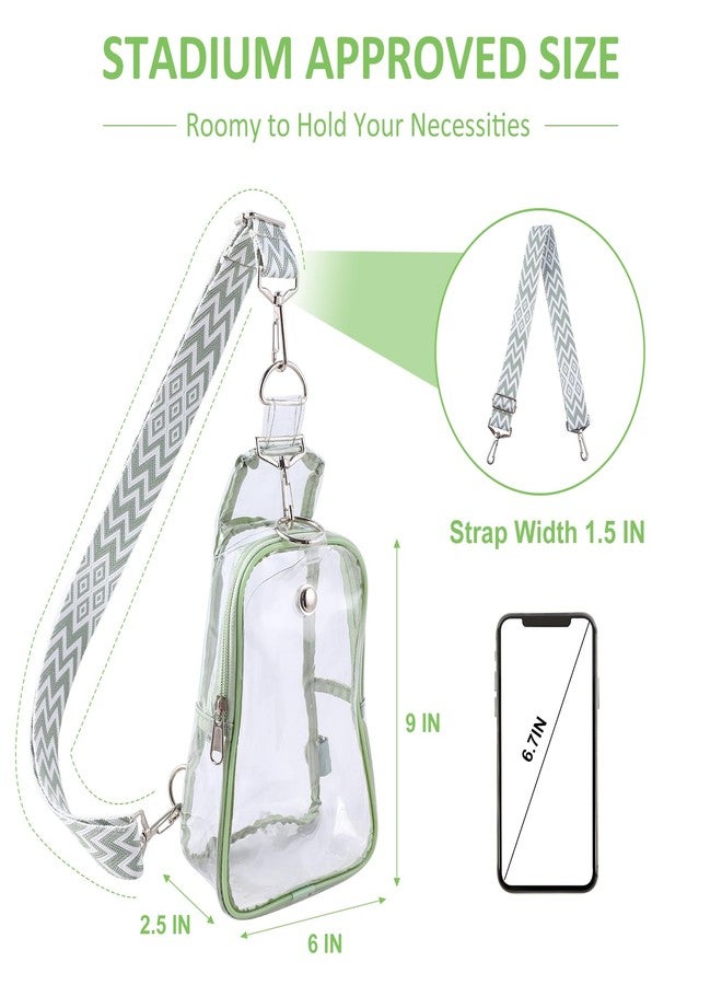 Edraco Clear Bag Stadium Approved - Sling Bag With Embroidered Strap, Crossbody Fanny Pack for Concerts, Festivals, Sports Events - Green - Image 3
