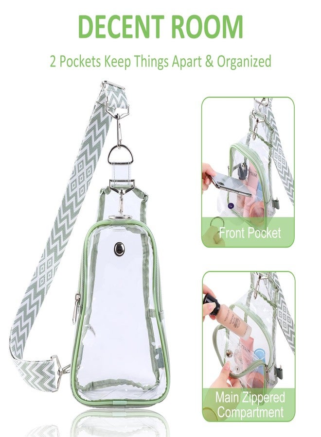 Edraco Clear Bag Stadium Approved - Sling Bag With Embroidered Strap, Crossbody Fanny Pack for Concerts, Festivals, Sports Events - Green - Image 4
