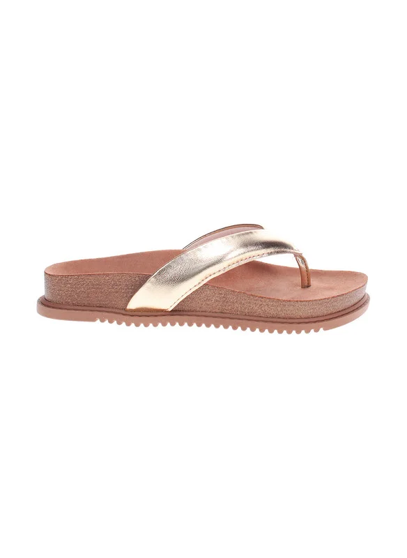 بيرا ريو Beira Rio Ladies Flat Sandals Golden | Made In Brazil