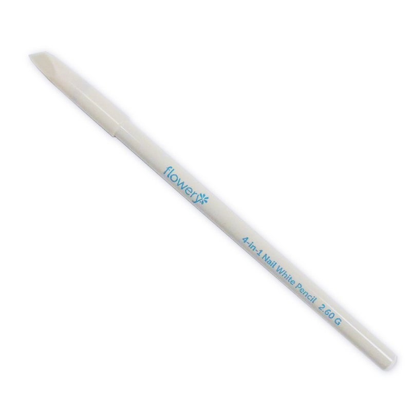 Flowery 4-in-1 White Nail Pencil â€“ Under Nail Whitener, Cuticle Pusher for Natural French Manicure Look - Image 1