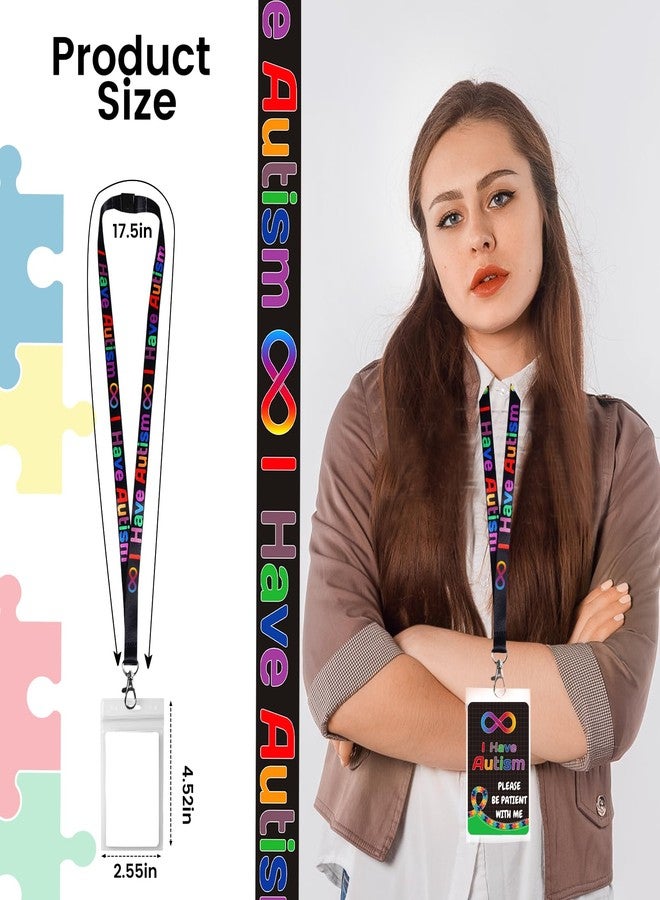 Gialer 2 Pack Autism Alert Card, ADHD Awareness Autistic Emergency Contact Card with Autism Lanyards Waterproof Card Holder Pocket Insert PVC - Image 3
