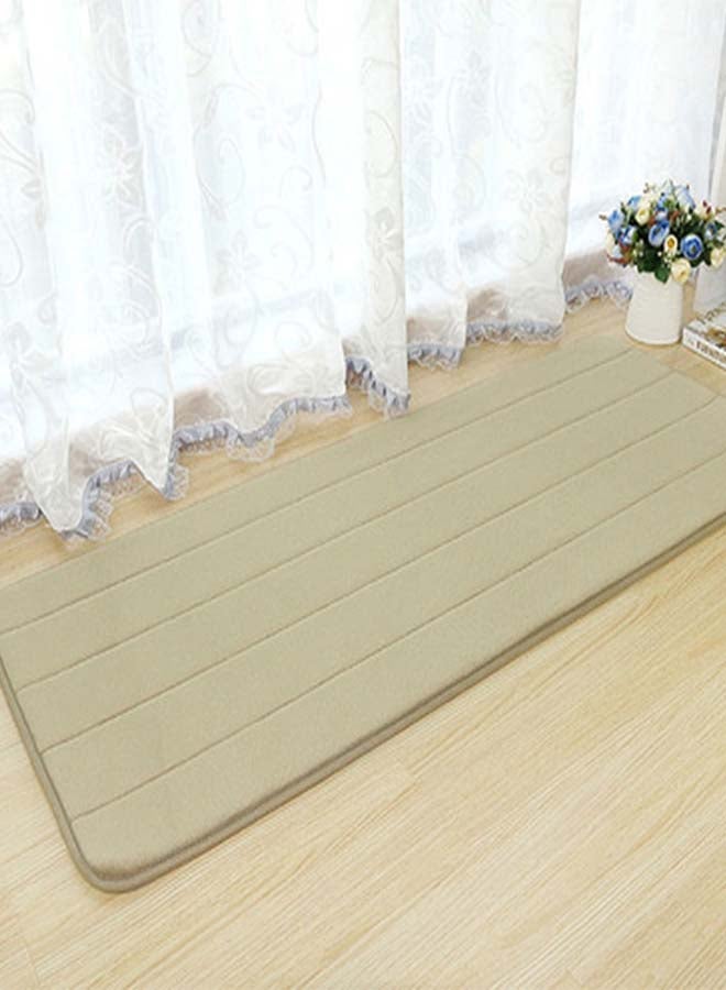 NIBEMINENT Stripped Pattern Anti-Skid Bath Mat Beige 50 x 200cm