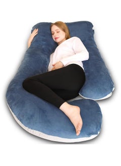 Arabest Pregnancy Pillows, 180cm Long Maternity Pillows, U-Shape Full Body Pillow, Cooling Cover Blue&Grey, Pregnancy Pillows for Sleeping, Body Pillows for Adults, Maternity Pillow and Pregnancy Must Haves  - Image 1