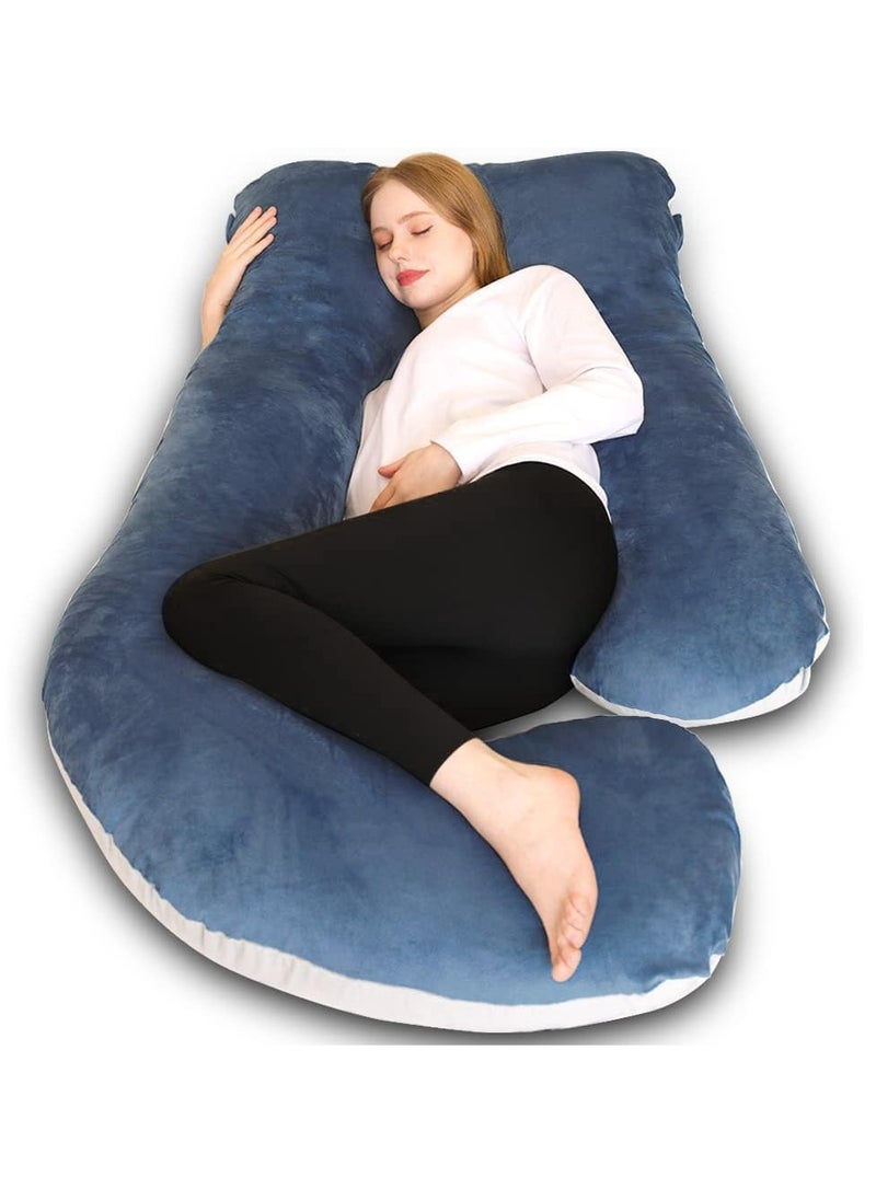 Arabest Pregnancy Pillows, 180cm Long Maternity Pillows, U-Shape Full Body Pillow, Cooling Cover Blue&Grey, Pregnancy Pillows for Sleeping, Body Pillows for Adults, Maternity Pillow and Pregnancy Must Haves  - Image 1
