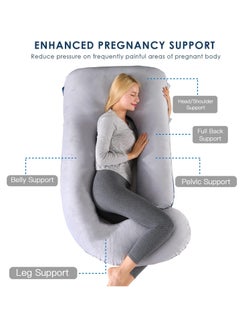 Arabest Pregnancy Pillows, 180cm Long Maternity Pillows, U-Shape Full Body Pillow, Cooling Cover Blue&Grey, Pregnancy Pillows for Sleeping, Body Pillows for Adults, Maternity Pillow and Pregnancy Must Haves  - Image 4