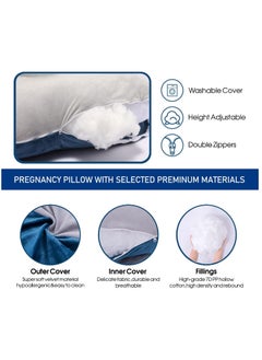 Arabest Pregnancy Pillows, 180cm Long Maternity Pillows, U-Shape Full Body Pillow, Cooling Cover Blue&Grey, Pregnancy Pillows for Sleeping, Body Pillows for Adults, Maternity Pillow and Pregnancy Must Haves  - Image 3