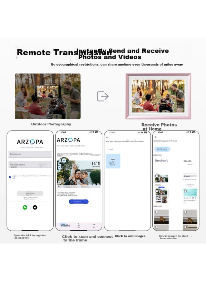 Arzopa 10.1 Inch Digital Electronic Photo Frame Smart Cloud Frame Touch Screen Display Photos Videos Desktop/Wall Mountable D10 Rose Gold Holiday Gift Recommendation - Image 3