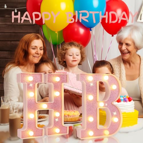DyingSwan Small Led Marquee Letters, Light Up Letters, 8.58 Inch Led Letter Lights, Battery Powered Lighted Sign for Table, Party, Birthday, Christmas Decor (Pink Glitter, Letter A) - Image 5