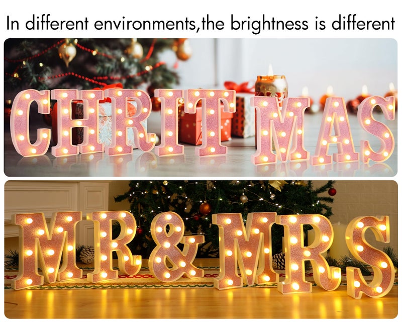 DyingSwan Small Led Marquee Letters, Light Up Letters, 8.58 Inch Led Letter Lights, Battery Powered Lighted Sign for Table, Party, Birthday, Christmas Decor (Pink Glitter, Letter A) - Image 4