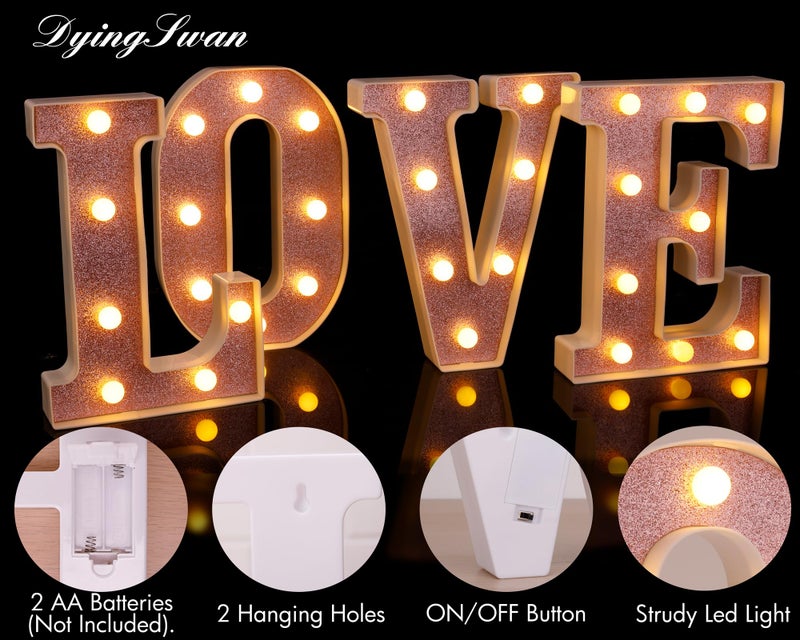 DyingSwan Small Led Marquee Letters, Light Up Letters, 8.58 Inch Led Letter Lights, Battery Powered Lighted Sign for Table, Party, Birthday, Christmas Decor (Pink Glitter, Letter A) - Image 3