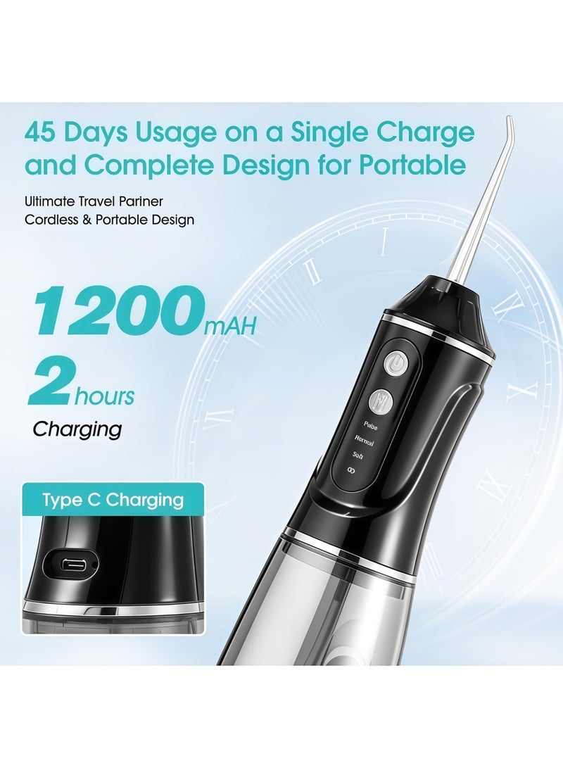 AURIEL Portable Oral Irrigator, Electric Dental Cleaner, 380ml Large Capacity Water Tank, 3 Cleaning Modes, IPX7 Waterproof, for Home and Travel - Image 3