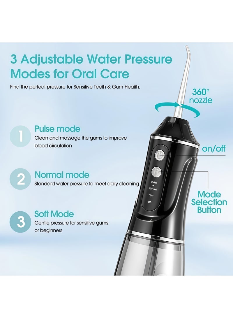 AURIEL Portable Oral Irrigator, Electric Dental Cleaner, 380ml Large Capacity Water Tank, 3 Cleaning Modes, IPX7 Waterproof, for Home and Travel - Image 2