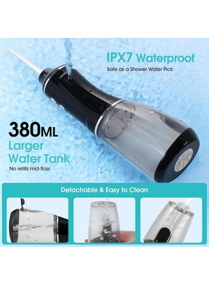 AURIEL Portable Oral Irrigator, Electric Dental Cleaner, 380ml Large Capacity Water Tank, 3 Cleaning Modes, IPX7 Waterproof, for Home and Travel - Image 4