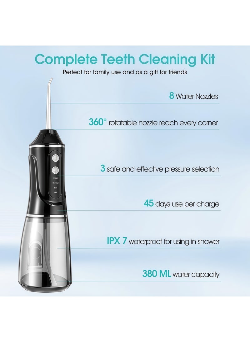 AURIEL Portable Oral Irrigator, Electric Dental Cleaner, 380ml Large Capacity Water Tank, 3 Cleaning Modes, IPX7 Waterproof, for Home and Travel - Image 5