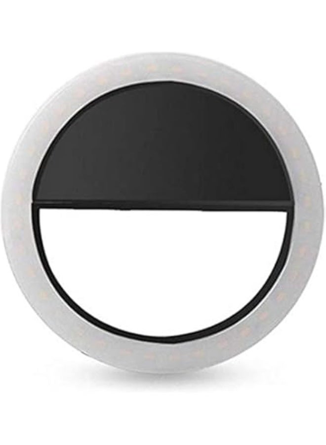 حلقة إضاءة صغيرة محمولة لصور السيلفي – مشبك إضاءة LED للهواتف الذكية لون اسود - Image 1