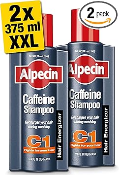 Alpecin شامبو الكافيين ألباسين C1 2x 375 مل شامبو لشعر أقوى وأكثف شامبو لنمو الشعر الطبيعي للرجال صنع في ألمانيا - Image 1