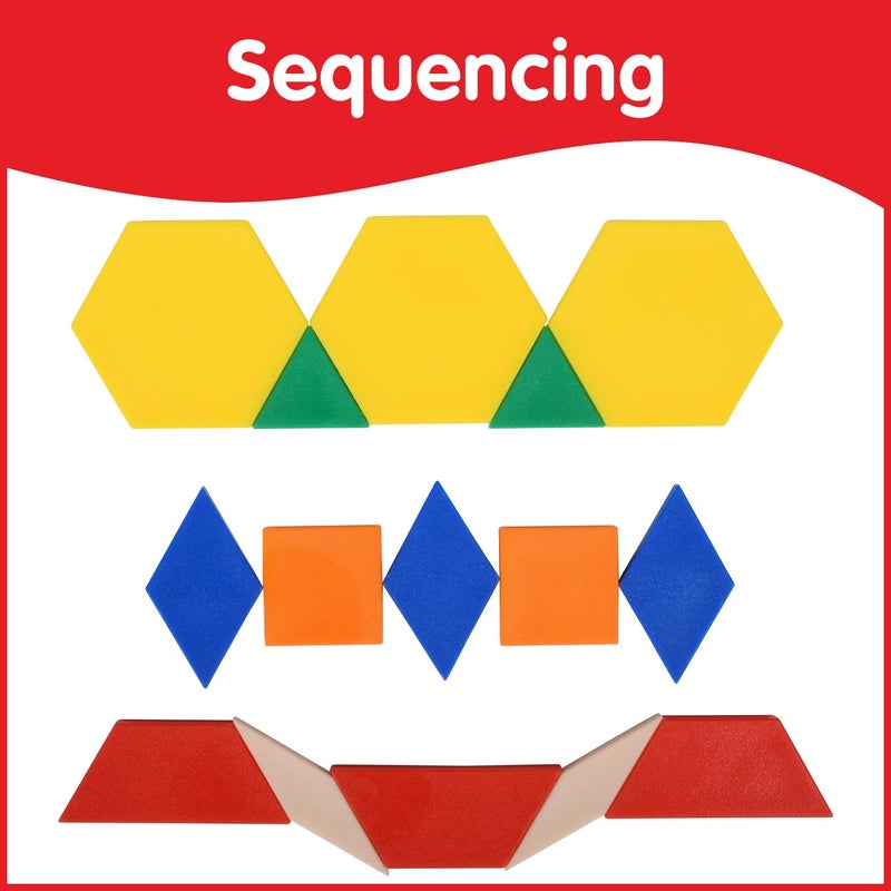 edxeducation Plastic Pattern Blocks | Set of 250 | Math Manipulative for Fractions, Symmetry, Patterning and Creativity | Math Supplies for Classroom - Image 5