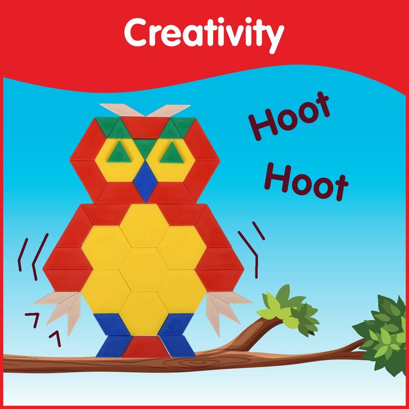 edxeducation Plastic Pattern Blocks | Set of 250 | Math Manipulative for Fractions, Symmetry, Patterning and Creativity | Math Supplies for Classroom - Image 3