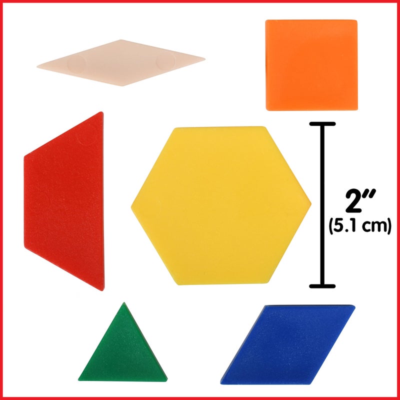 edxeducation Plastic Pattern Blocks | Set of 250 | Math Manipulative for Fractions, Symmetry, Patterning and Creativity | Math Supplies for Classroom - Image 2