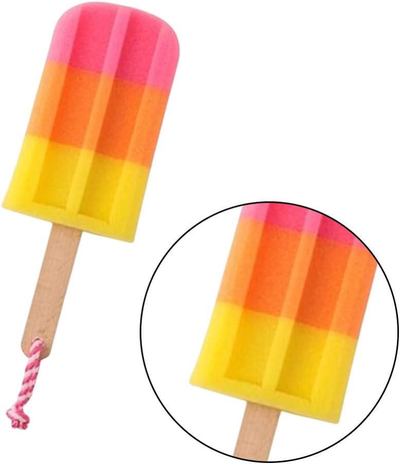 woobles Cleaning Scrubber Kitchen Sponge Brush Creative Ice Cream Shaped Stick Washing Cleaning Sponge Soft Shower Bathroom Scrubber (Random Color) Bath Sponge - Image 5