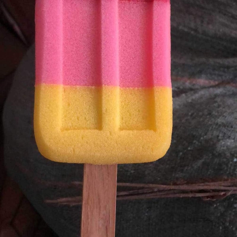 woobles Cleaning Scrubber Kitchen Sponge Brush Creative Ice Cream Shaped Stick Washing Cleaning Sponge Soft Shower Bathroom Scrubber (Random Color) Bath Sponge - Image 1