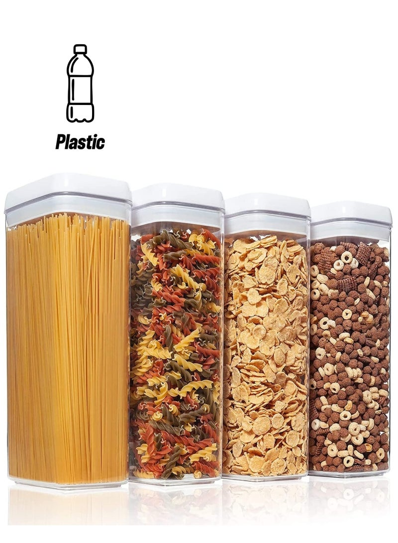 GGEROU مجموعة حاويات تخزين الطعام محكمة الغلق مع أغطية قفل، مجموعة من 4 قطع، خزان تخزين بلاستيكي لتخزين الحبوب والقهوة والسكر 1800 مل - Image 1