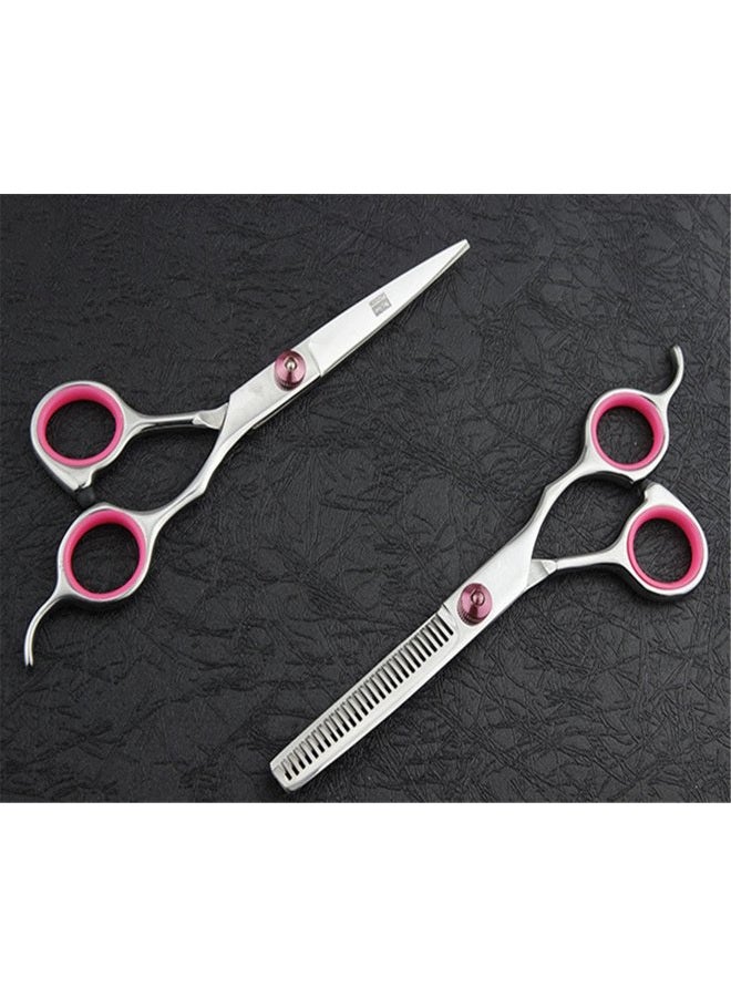JYHY Professional Hair Cutting Scissors Shears Barber Thinning Set Kit- Family Hair Cutting,Barber Hair Cutting Tool Thinning texturizing/Pink 6" - Image 3