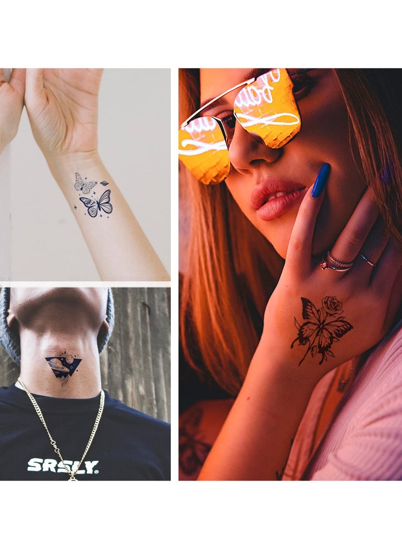 قوس قزح أورينبو 16 ورقة وشم مؤقتة للنساء والفتيات، وشم مؤقت على شكل فراشة جبلية واقعية، مقاوم للماء، ملصقات فنية طبيعية للجسم - Image 3