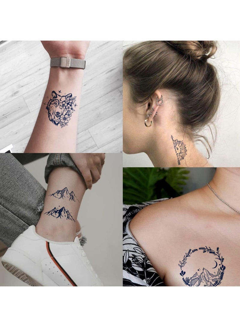 قوس قزح أورينبو 16 ورقة وشم مؤقتة للنساء والفتيات، وشم مؤقت على شكل فراشة جبلية واقعية، مقاوم للماء، ملصقات فنية طبيعية للجسم - Image 4