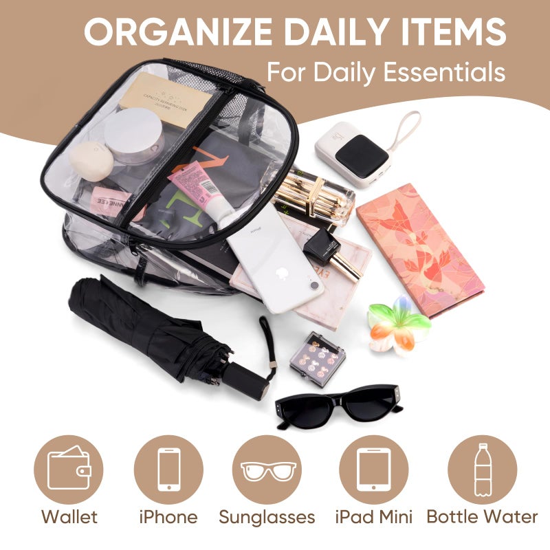 JOWURY Clear Backpack Stadium Approved 12x6x12,Clear Bag for Stadium events Made of Waterproof PVC Plastic and Reinforced Shoulder Straps, it is Suitable for Sporting events, Schools, Concerts - Image 4
