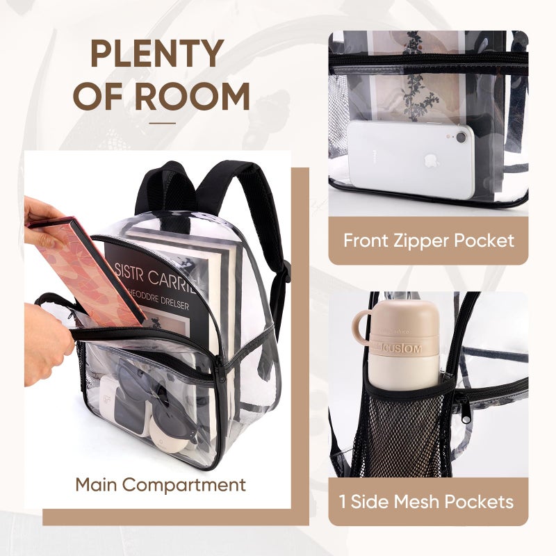JOWURY Clear Backpack Stadium Approved 12x6x12,Clear Bag for Stadium events Made of Waterproof PVC Plastic and Reinforced Shoulder Straps, it is Suitable for Sporting events, Schools, Concerts - Image 3