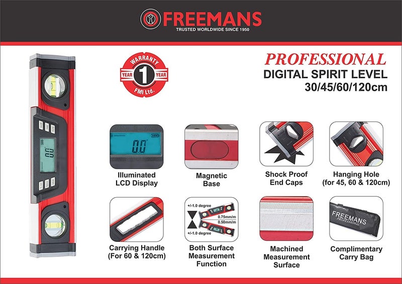 FREEMANS Professional 45cm Digital Spirit Level - Image 2