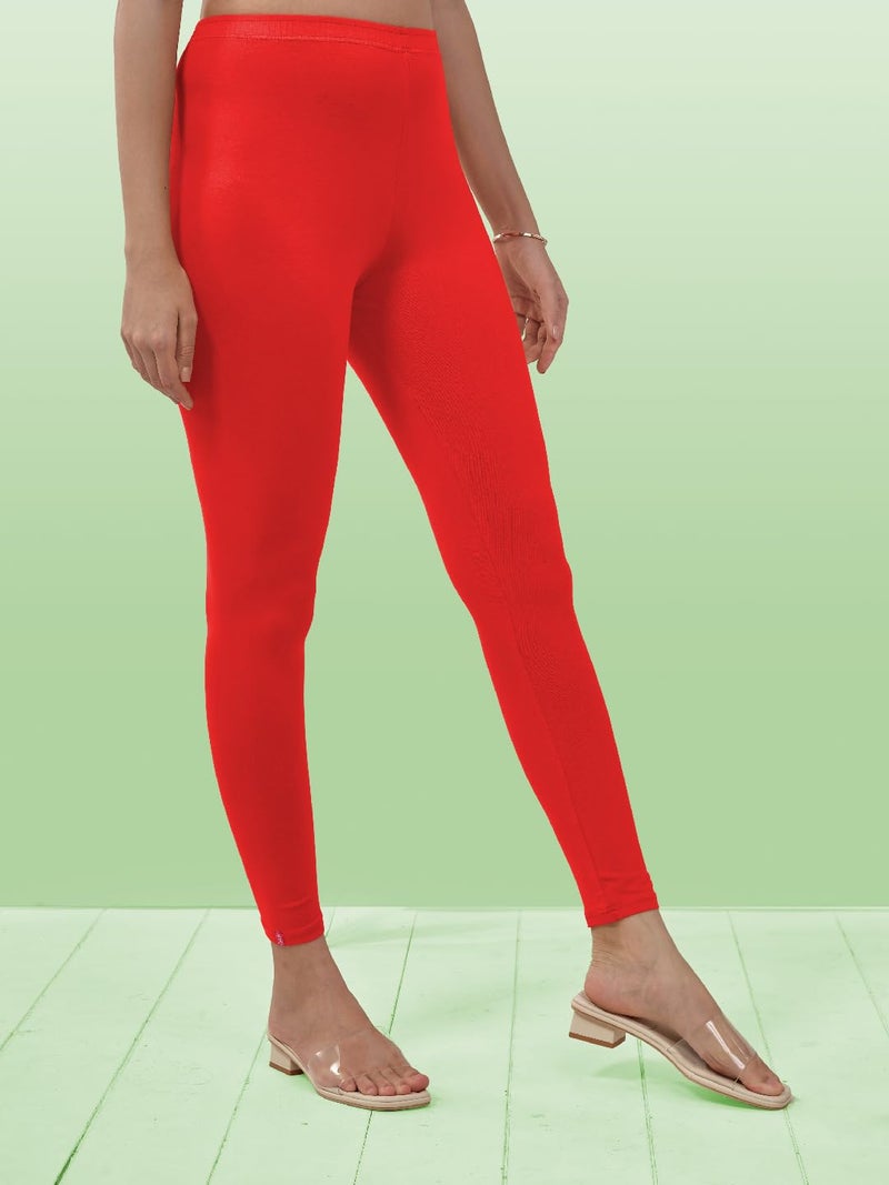 Lyra Women Solid Premium Cotton Ankle length Leggings | Mid-Waist | Fashionwear - Image 3