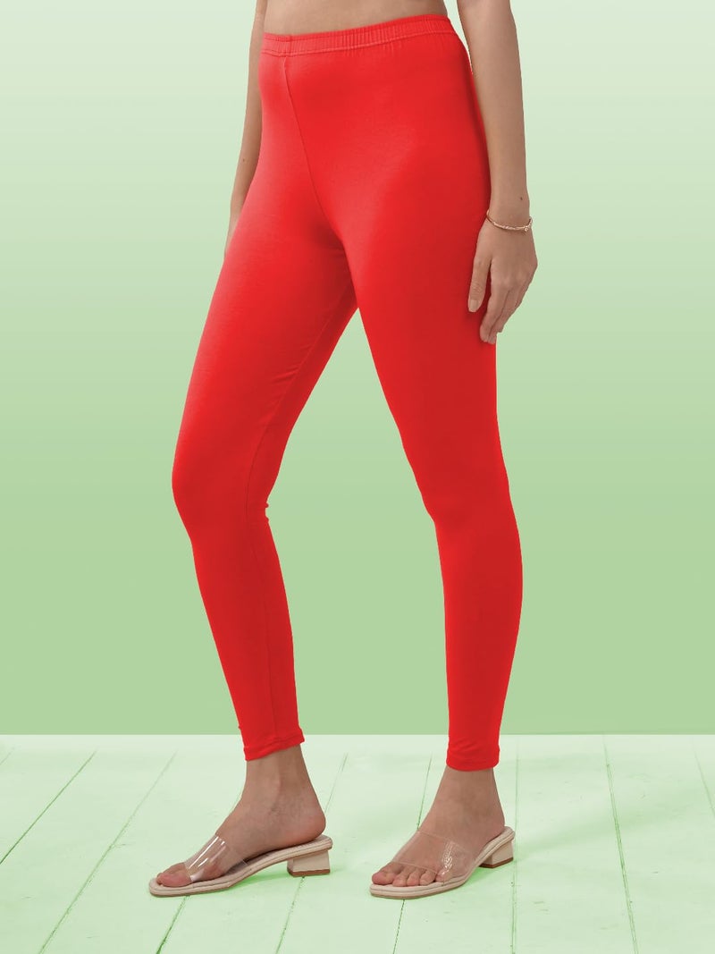 Lyra Women Solid Premium Cotton Ankle length Leggings | Mid-Waist | Fashionwear - Image 4