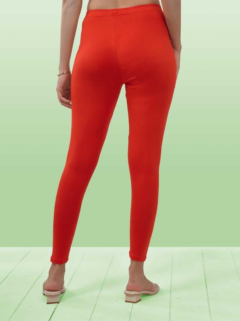 Lyra Women Solid Premium Cotton Ankle length Leggings | Mid-Waist | Fashionwear - Image 2