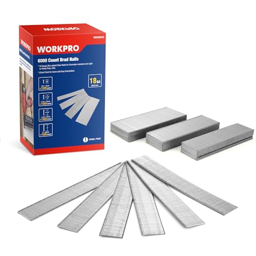 WORKPRO 18 Gauge Brad Nails, 2'',1-1/2'',1-1/4'', 3/4'' 6000 Count Universal Brad Nails for Pneumatic, Electric Brad Nailer - Image 1