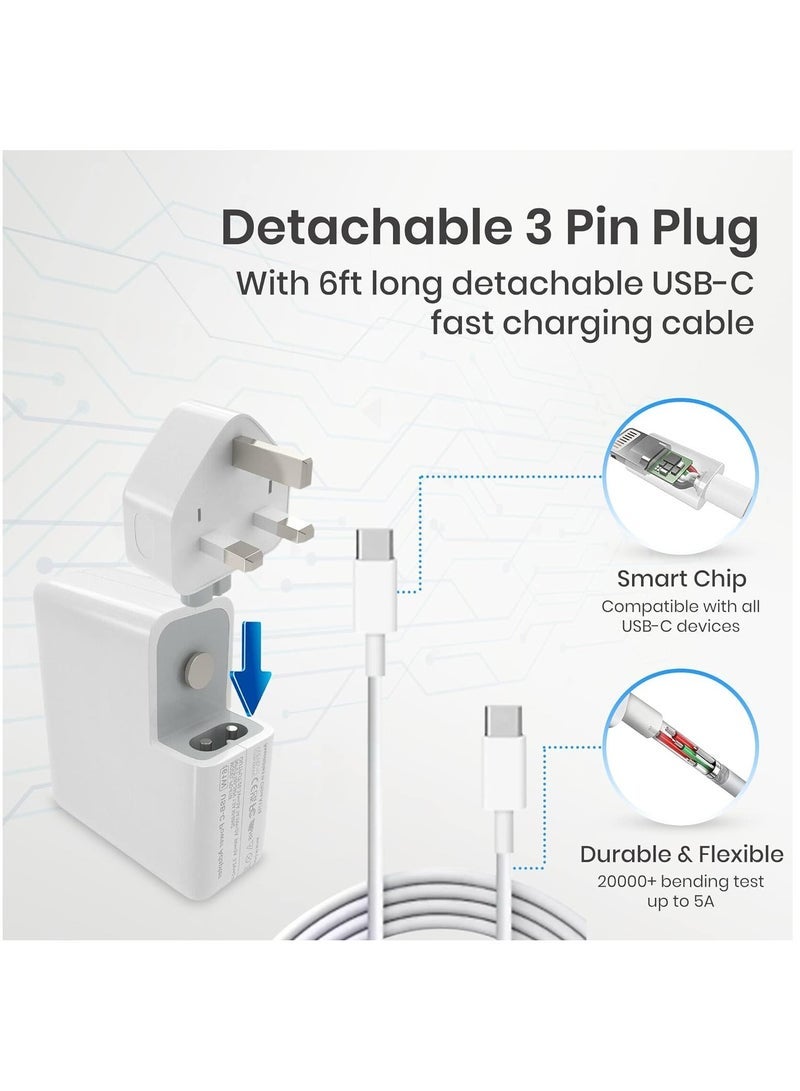 general 96W Type C Macbook Pro-Air Fast Replacement Charger, Power Adapter works with 13, 14, 15, 16 Inch 2016/17/18/19/20 Model Laptops, Tabs & Smartphones, Thunderbolt Charger with USB C Cable, iPhone 15 - Image 4