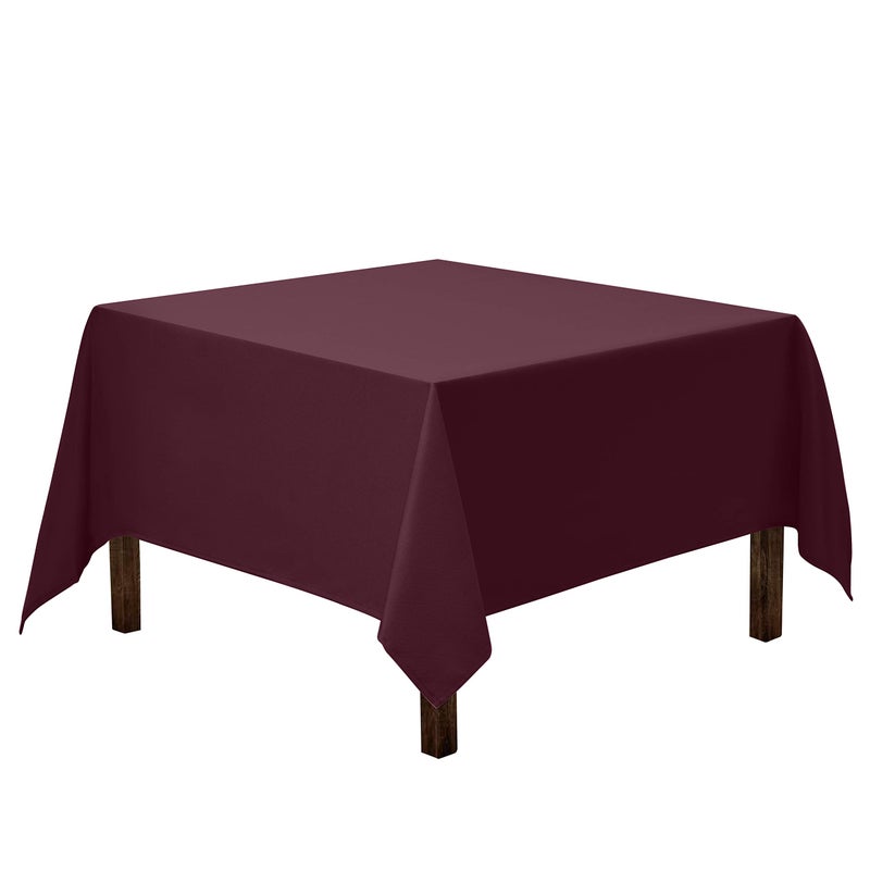 Gee Di Moda Square Tablecloth - 70 x 70 Inch Burgundy Table Cloth for Medium Square or Round Tables - Heavy Duty Washable Fabric - for Buffet Table  Holiday Party  Dinner  Wedding & Baby Shower - Image 1
