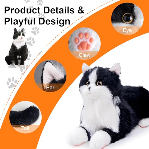 Chongker Stuffed Animals Handmade Cat Plush, Realistic Companion Pet, Black Cat - Image 4