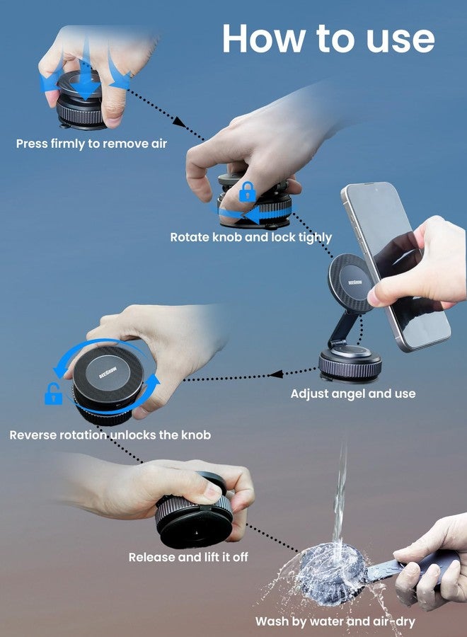BEEGROW Car Phone Holder for Magsafe [96LBS Ultra Vacuum Suction+2800gf Ultra Magnetic] Car Phone Mount 360° Adjustable, Phone Holders for Your Car for iPhone 17 Pro Max 16 15 14 13 12 Air Plus (Carbon Fiber) - Image 4