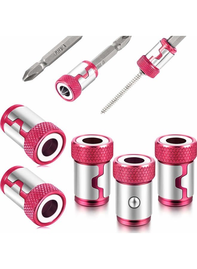 Mudder 5 Pieces Magnetic Screw Ring Bit Magnetizer Ring Metal Magnetizer Screw, Removable for 1/4 Inch/ 6.35 mm Hex Screwdriver and Power Bits (Red) - Image 1
