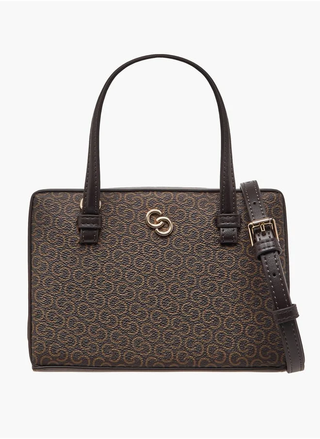سيليست Women Monogram Print Tote Bag with Detachable Strap and Magnetic Closure
