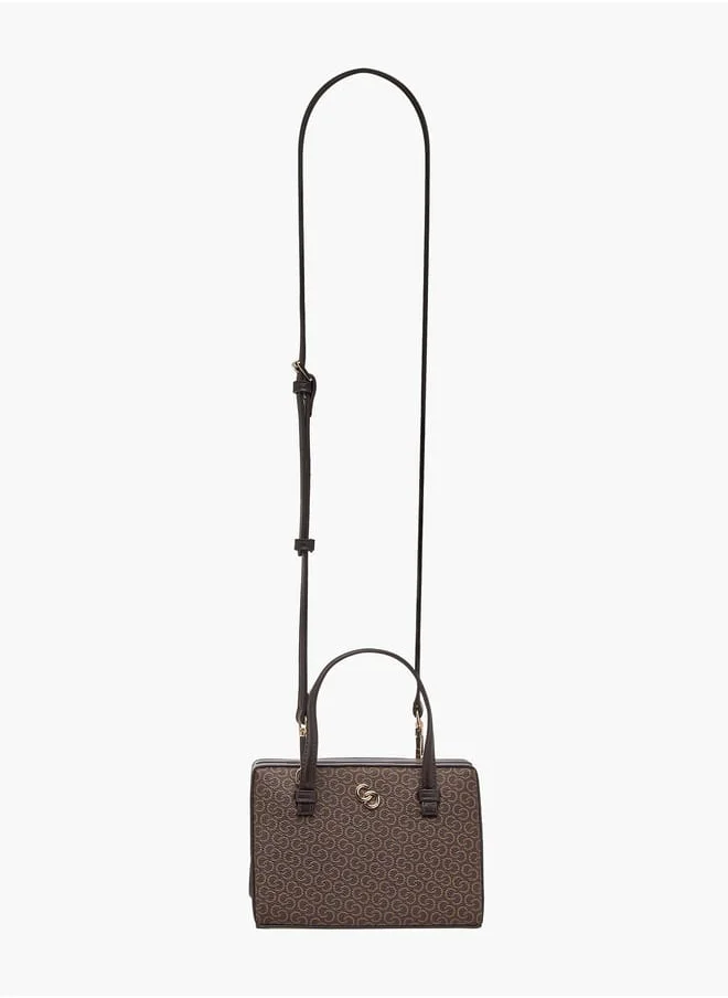 سيليست Women Monogram Print Tote Bag with Detachable Strap and Magnetic Closure