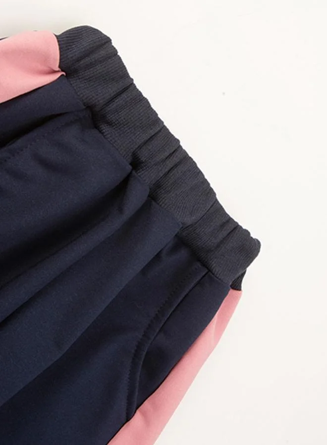 Take Two Take Two Girls Navy Color Block Hooded Jacket and Joggers Set