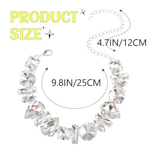 ACEDRE Diamond Choker Necklace Silver Big Rhinestone Necklaces Jewelry for Women - Image 4