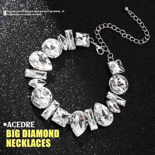 ACEDRE Diamond Choker Necklace Silver Big Rhinestone Necklaces Jewelry for Women - Image 2