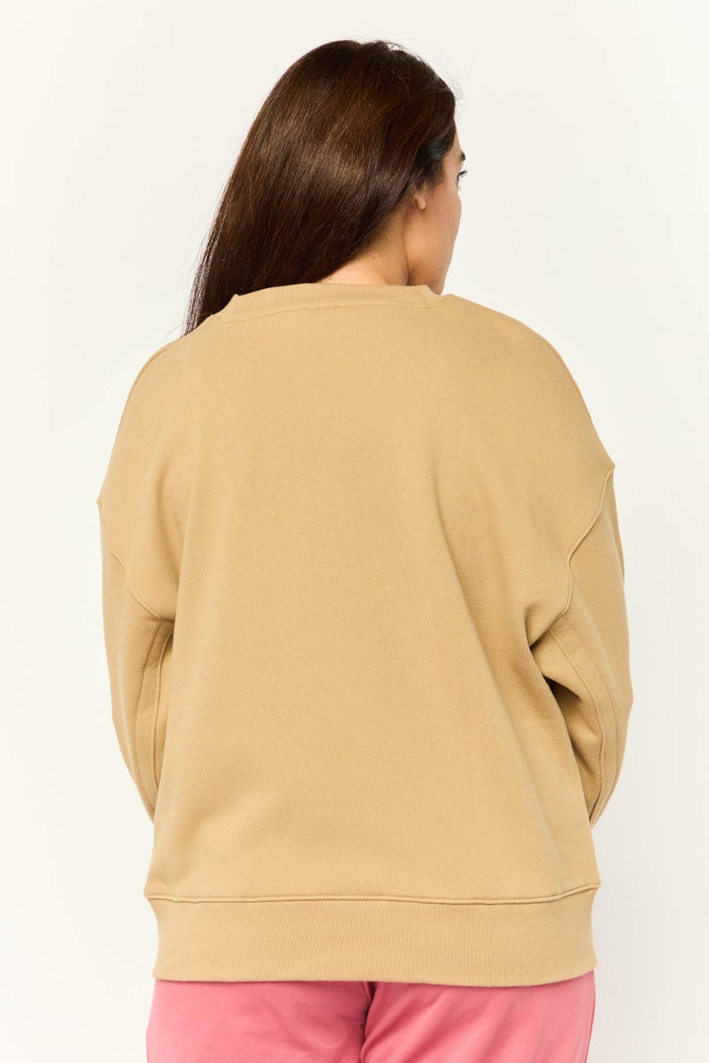 PUMA Women Sportswear Fit Long Sleeve Outdoor Sweatshirt, Tan - Image 4