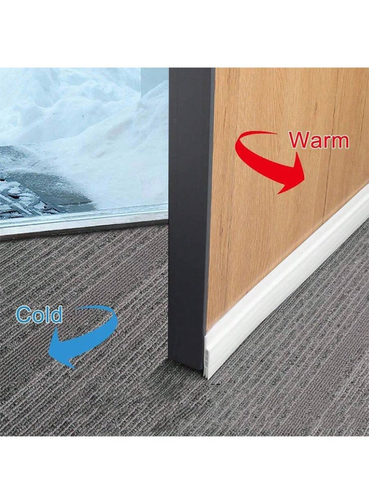 Adhesive Under Door Sweep Weather Stripping Soundproof Rubber Bottom Seal with Wider Strong for Interior Exterior Doors Guard Against Drafts Dust Noise Animals (1M White) - Image 2