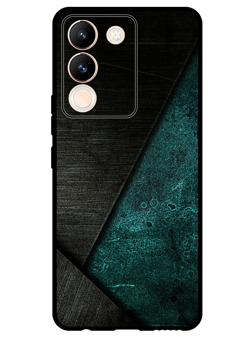 Theodor Protective Case Anti Scratch Shock Proof Bumper Cover For Vivo V29e Black Dark Green Pattern - Image 1