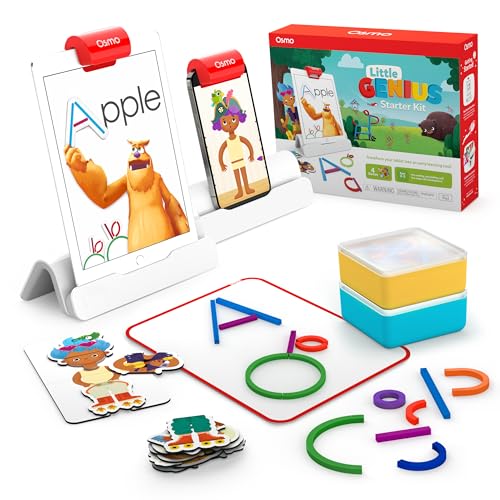 Osmo  Little Genius Starter Kit for iPad  4 HandsOn Learning Games  Ages 35  Problem Solving Phonics  Creativity Osmo iPad Base Included Multicolor - Image 1